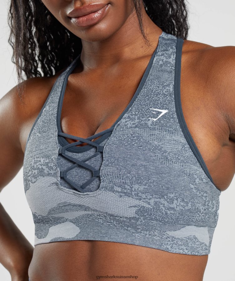 ch Gymshark femmes brassière de sport camo sans couture adapt gris pierre de rivière/bleu soir 02FP6T145 vêtements