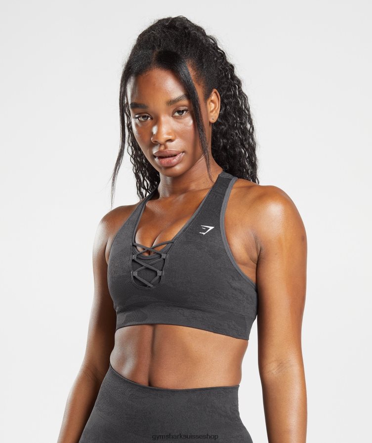 ch Gymshark femmes brassière de sport camo sans couture adapt noir/gris onyx 02FP6T138 vêtements