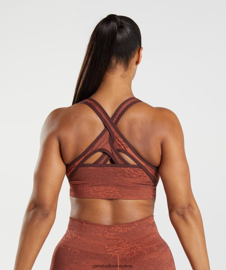ch Gymshark femmes brassière de sport camo sans couture adapt rouge orage/brun cerise 02FP6T161 vêtements