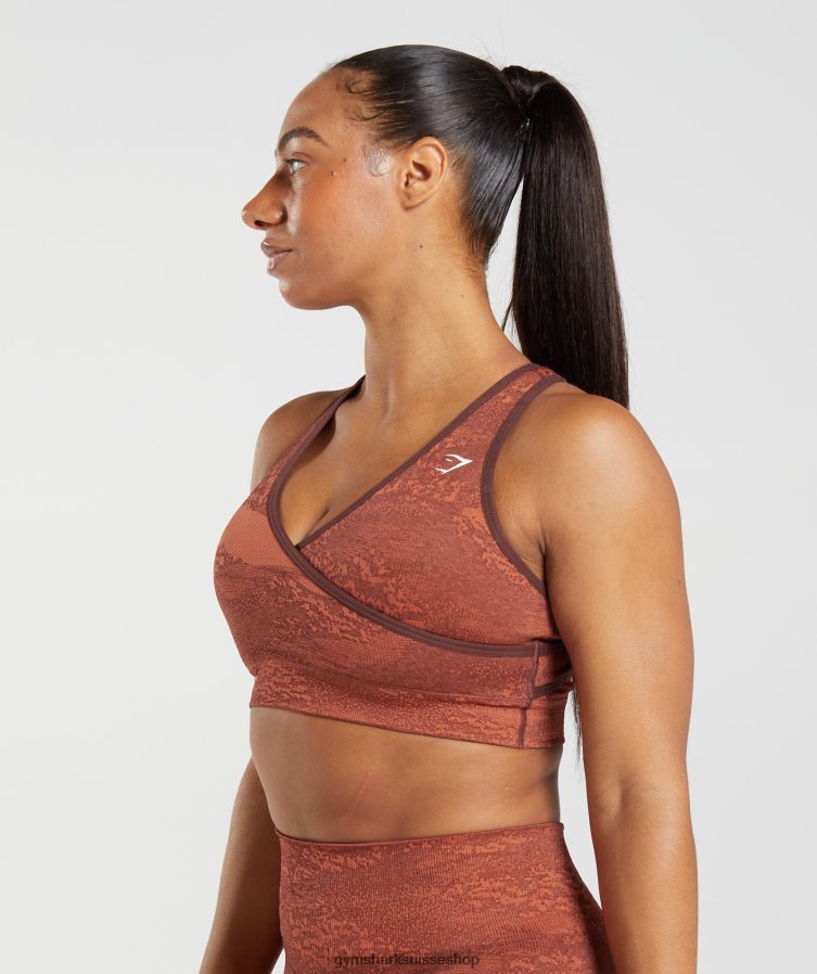 ch Gymshark femmes brassière de sport camo sans couture adapt rouge orage/brun cerise 02FP6T161 vêtements