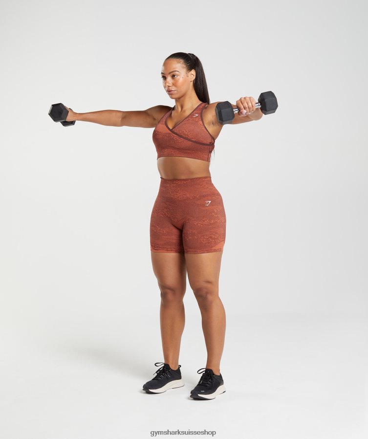 ch Gymshark femmes brassière de sport camo sans couture adapt rouge orage/brun cerise 02FP6T161 vêtements