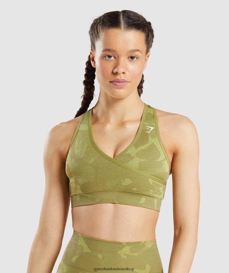 ch Gymshark femmes brassière de sport camo sans couture adapt savane | vert griffon 02FP6T193 vêtements