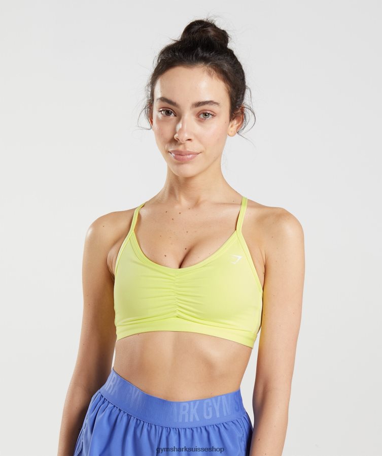 ch Gymshark femmes brassière de sport froncée vert luciole 02FP6T220 vêtements