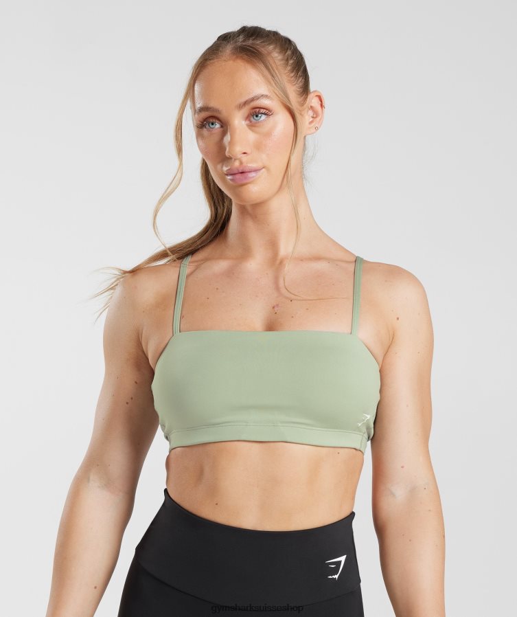 ch Gymshark femmes soutien-gorge de sport bandeau vert olive clair 02FP6T210 vêtements
