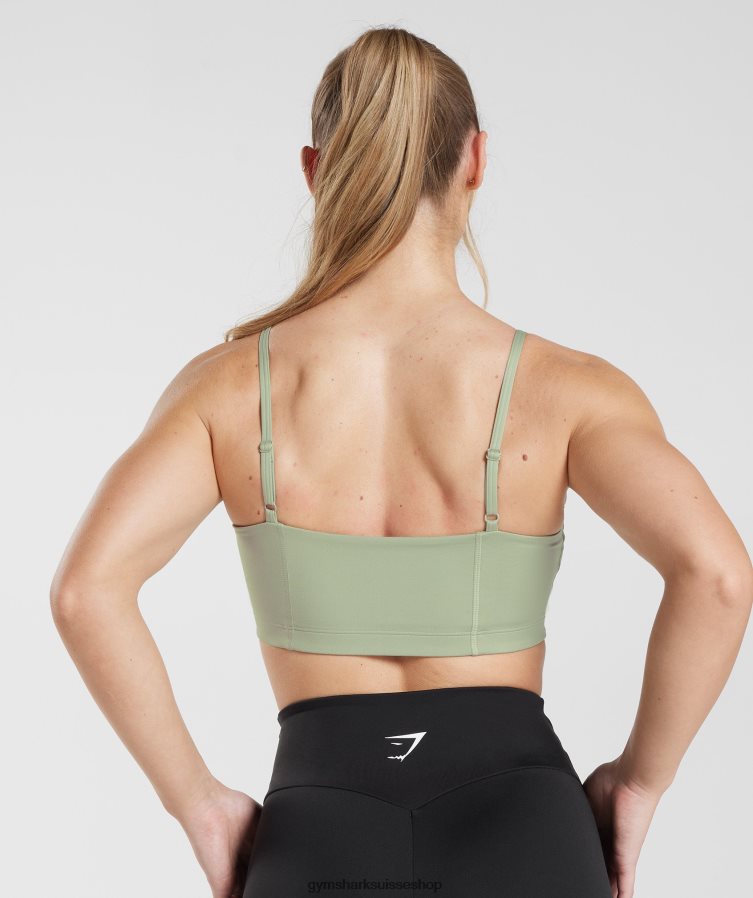 ch Gymshark femmes soutien-gorge de sport bandeau vert olive clair 02FP6T210 vêtements