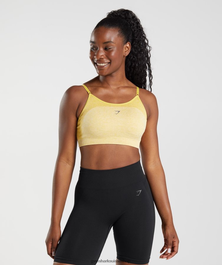 ch Gymshark femmes soutien-gorge de sport à bretelles flex médaillon jaune/blanc chiné 02FP6T181 vêtements