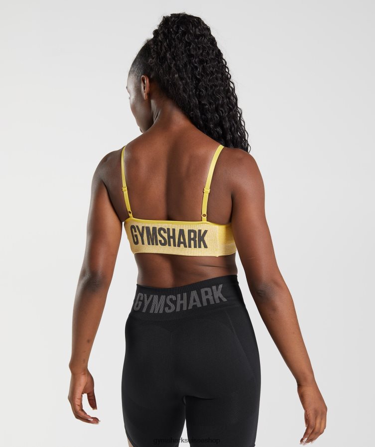 ch Gymshark femmes soutien-gorge de sport à bretelles flex médaillon jaune/blanc chiné 02FP6T181 vêtements