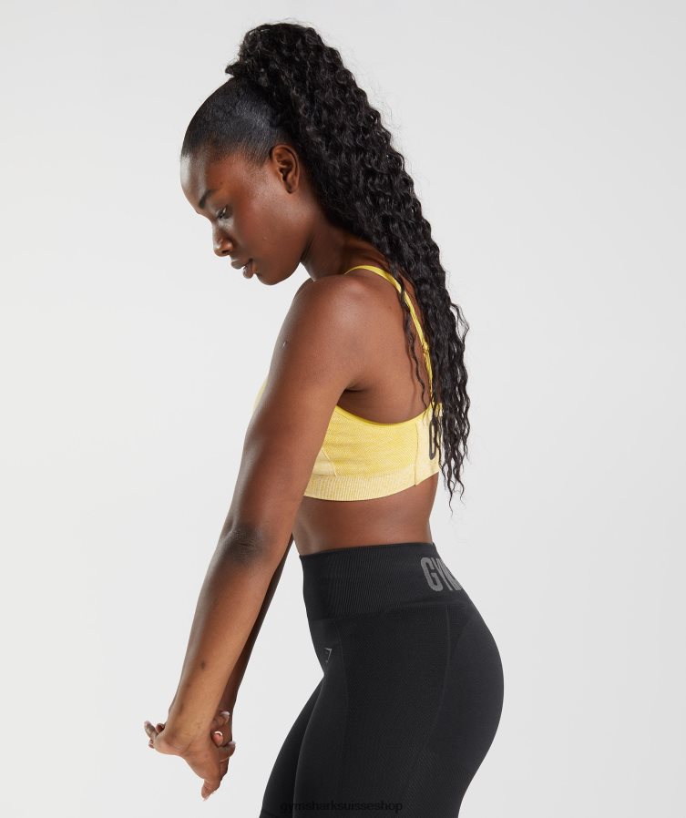 ch Gymshark femmes soutien-gorge de sport à bretelles flex médaillon jaune/blanc chiné 02FP6T181 vêtements