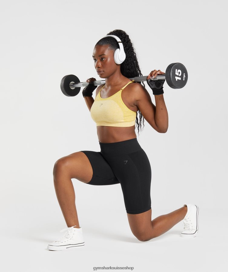 ch Gymshark femmes soutien-gorge de sport à bretelles flex médaillon jaune/blanc chiné 02FP6T181 vêtements