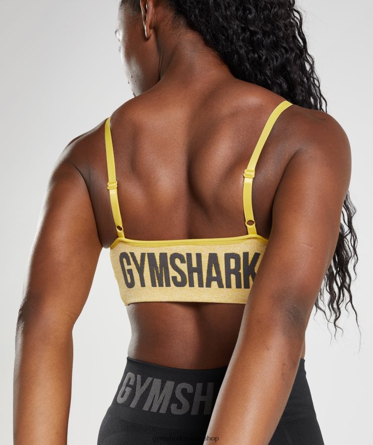ch Gymshark femmes soutien-gorge de sport à bretelles flex médaillon jaune/blanc chiné 02FP6T181 vêtements