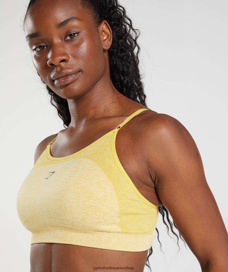 ch Gymshark femmes soutien-gorge de sport à bretelles flex médaillon jaune/blanc chiné 02FP6T181 vêtements