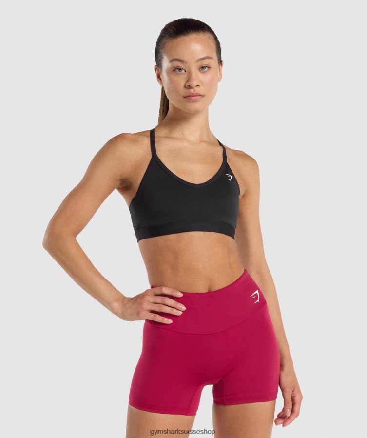 ch Gymshark femmes soutien-gorge de sport à col en v noir 02FP6T206 vêtements