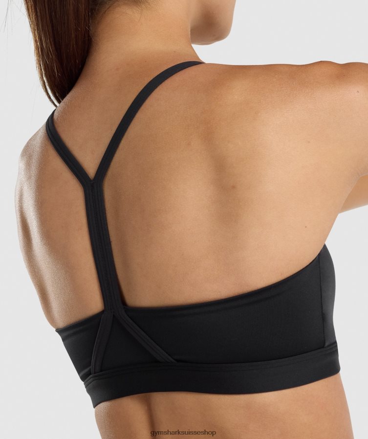 ch Gymshark femmes soutien-gorge de sport à col en v noir 02FP6T206 vêtements
