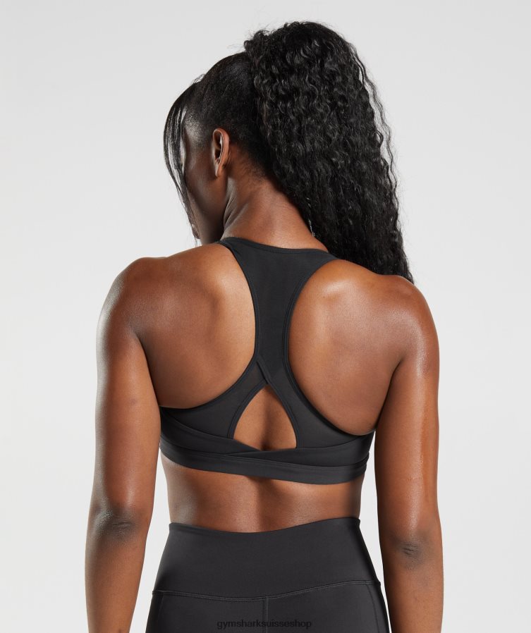 ch Gymshark femmes soutien-gorge de sport croisé noir 02FP6T125 vêtements