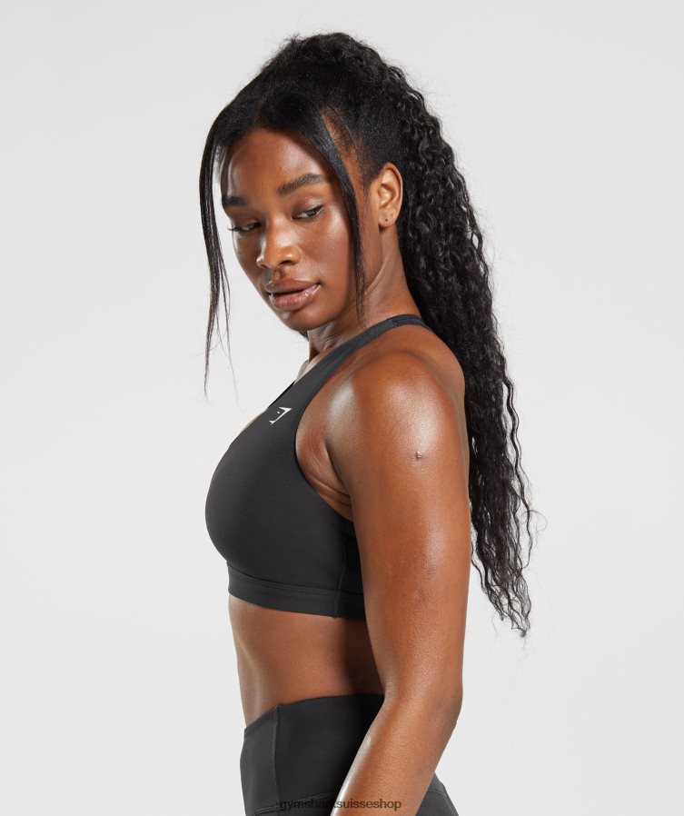ch Gymshark femmes soutien-gorge de sport croisé noir 02FP6T125 vêtements