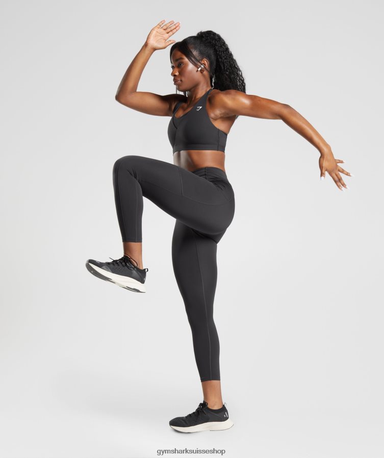 ch Gymshark femmes soutien-gorge de sport croisé noir 02FP6T125 vêtements