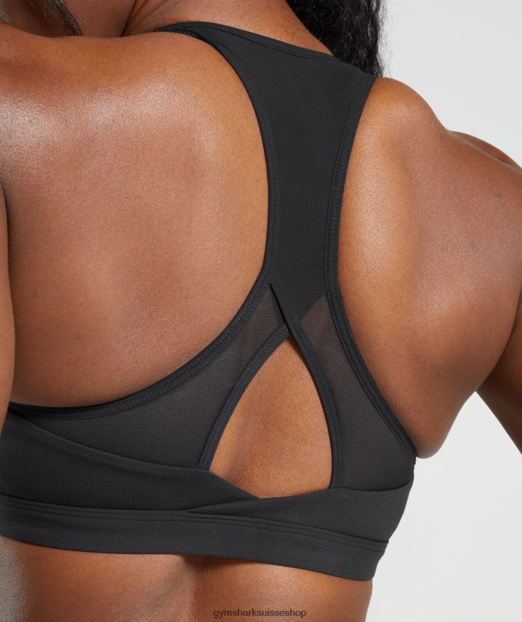 ch Gymshark femmes soutien-gorge de sport croisé noir 02FP6T125 vêtements