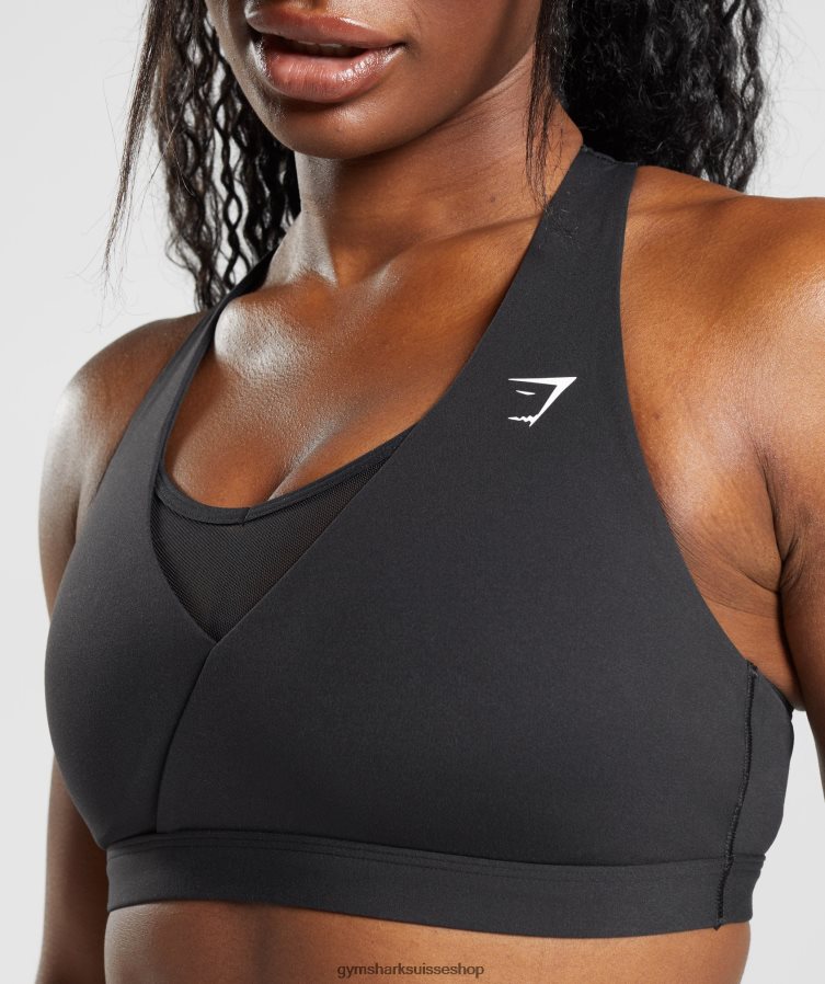 ch Gymshark femmes soutien-gorge de sport croisé noir 02FP6T125 vêtements