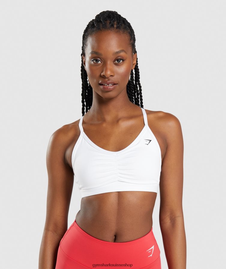ch Gymshark femmes soutien-gorge de sport froncé blanc 02FP6T208 vêtements