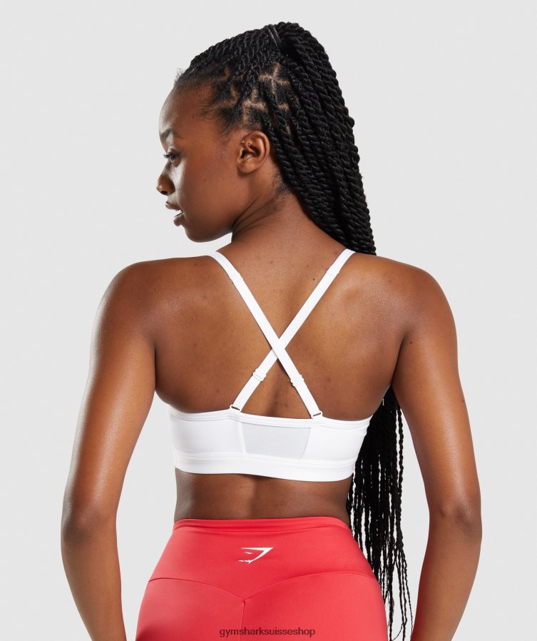 ch Gymshark femmes soutien-gorge de sport froncé blanc 02FP6T208 vêtements