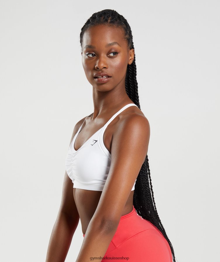 ch Gymshark femmes soutien-gorge de sport froncé blanc 02FP6T208 vêtements