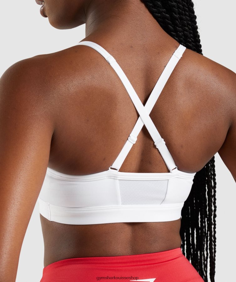ch Gymshark femmes soutien-gorge de sport froncé blanc 02FP6T208 vêtements
