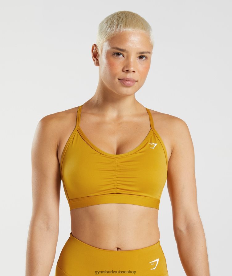 ch Gymshark femmes soutien-gorge de sport froncé jaune curcuma 02FP6T228 vêtements