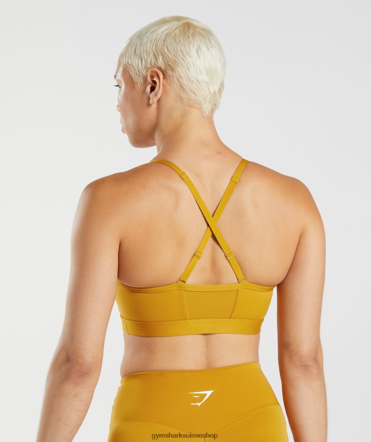 ch Gymshark femmes soutien-gorge de sport froncé jaune curcuma 02FP6T228 vêtements