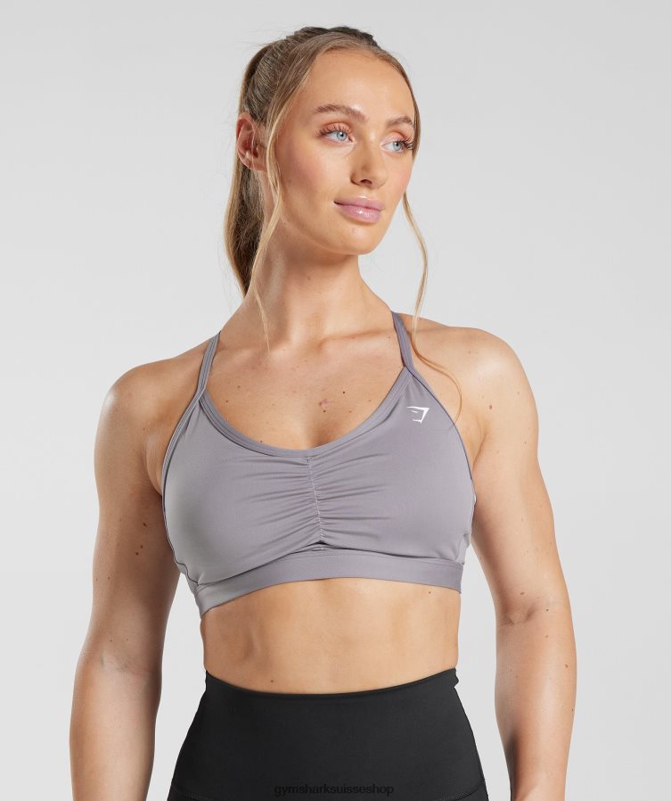 ch Gymshark femmes soutien-gorge de sport froncé lavande ardoise 02FP6T124 vêtements