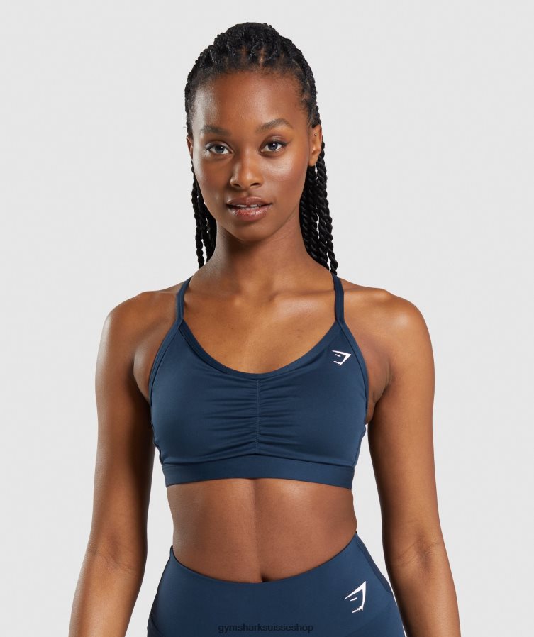 ch Gymshark femmes soutien-gorge de sport froncé marine 02FP6T112 vêtements