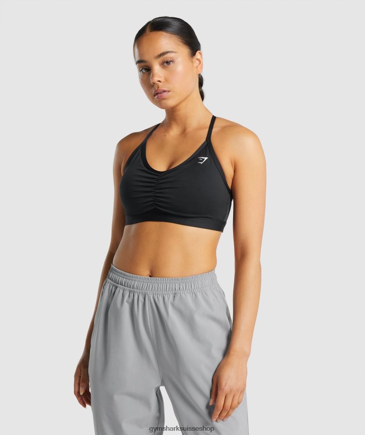 ch Gymshark femmes soutien-gorge de sport froncé noir 02FP6T197 vêtements