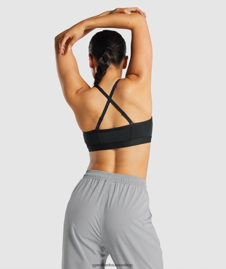 ch Gymshark femmes soutien-gorge de sport froncé noir 02FP6T197 vêtements