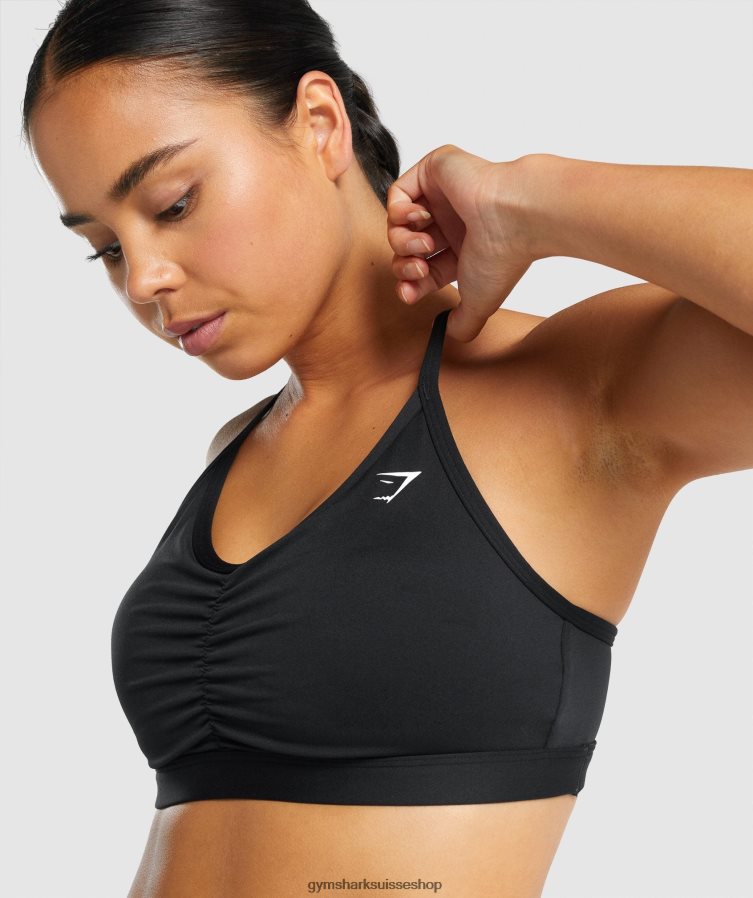 ch Gymshark femmes soutien-gorge de sport froncé noir 02FP6T197 vêtements