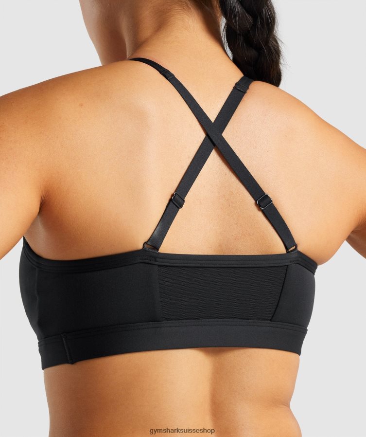 ch Gymshark femmes soutien-gorge de sport froncé noir 02FP6T197 vêtements