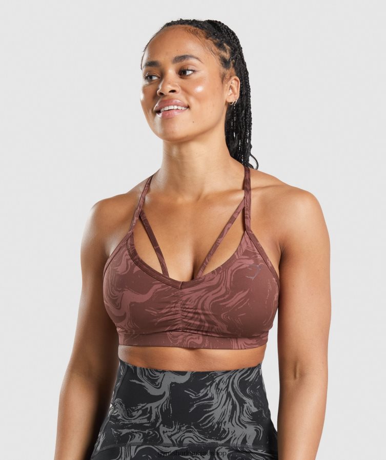 ch Gymshark femmes soutien-gorge de sport gs power imprimé marron cerise 02FP6T221 vêtements