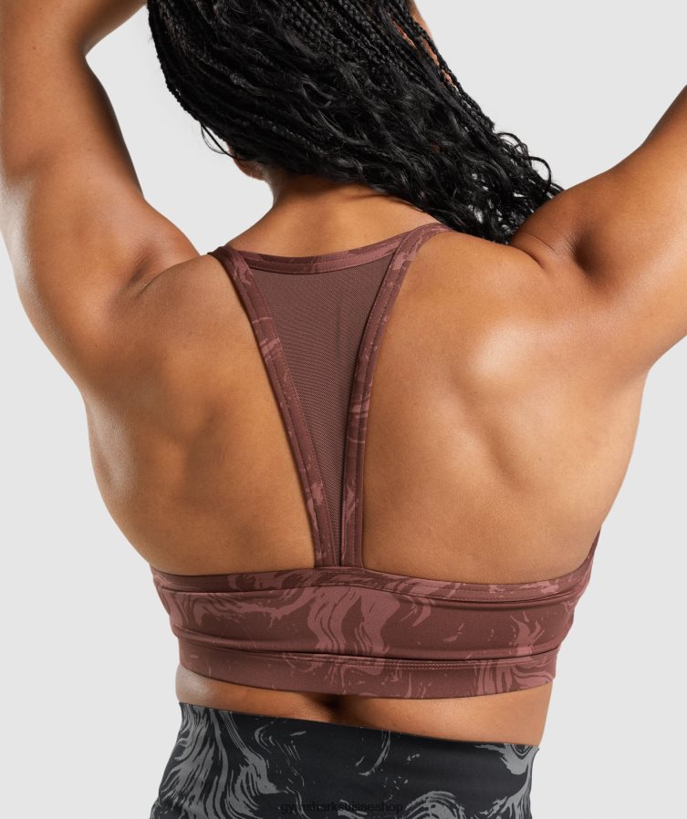 ch Gymshark femmes soutien-gorge de sport gs power imprimé marron cerise 02FP6T221 vêtements
