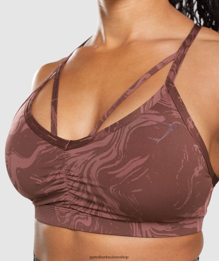 ch Gymshark femmes soutien-gorge de sport gs power imprimé marron cerise 02FP6T221 vêtements