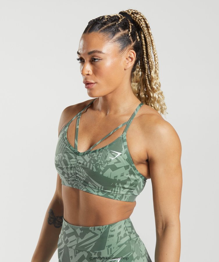 ch Gymshark femmes soutien-gorge de sport gs power imprimé vert sauge 02FP6T148 vêtements