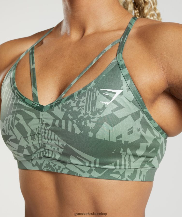 ch Gymshark femmes soutien-gorge de sport gs power imprimé vert sauge 02FP6T148 vêtements