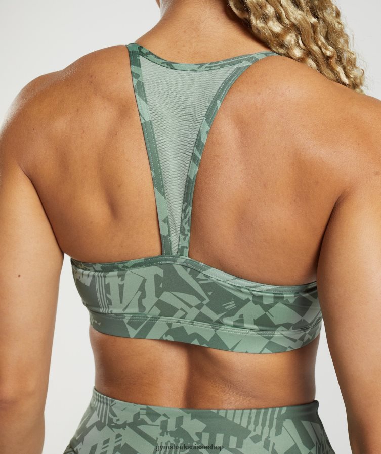 ch Gymshark femmes soutien-gorge de sport gs power imprimé vert sauge 02FP6T148 vêtements