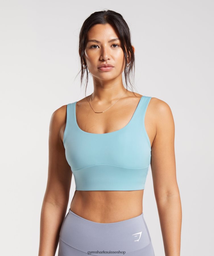 ch Gymshark femmes soutien-gorge de sport long bleu glacier 02FP6T153 vêtements
