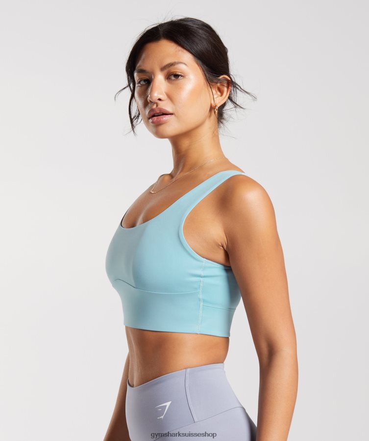 ch Gymshark femmes soutien-gorge de sport long bleu glacier 02FP6T153 vêtements