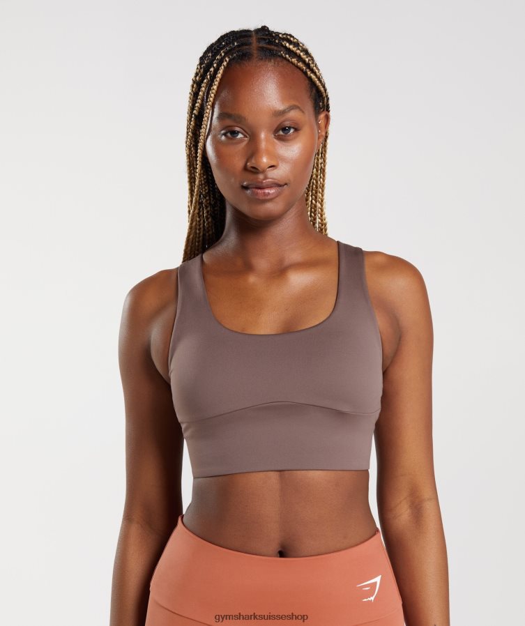 ch Gymshark femmes soutien-gorge de sport long brun truffe 02FP6T149 vêtements