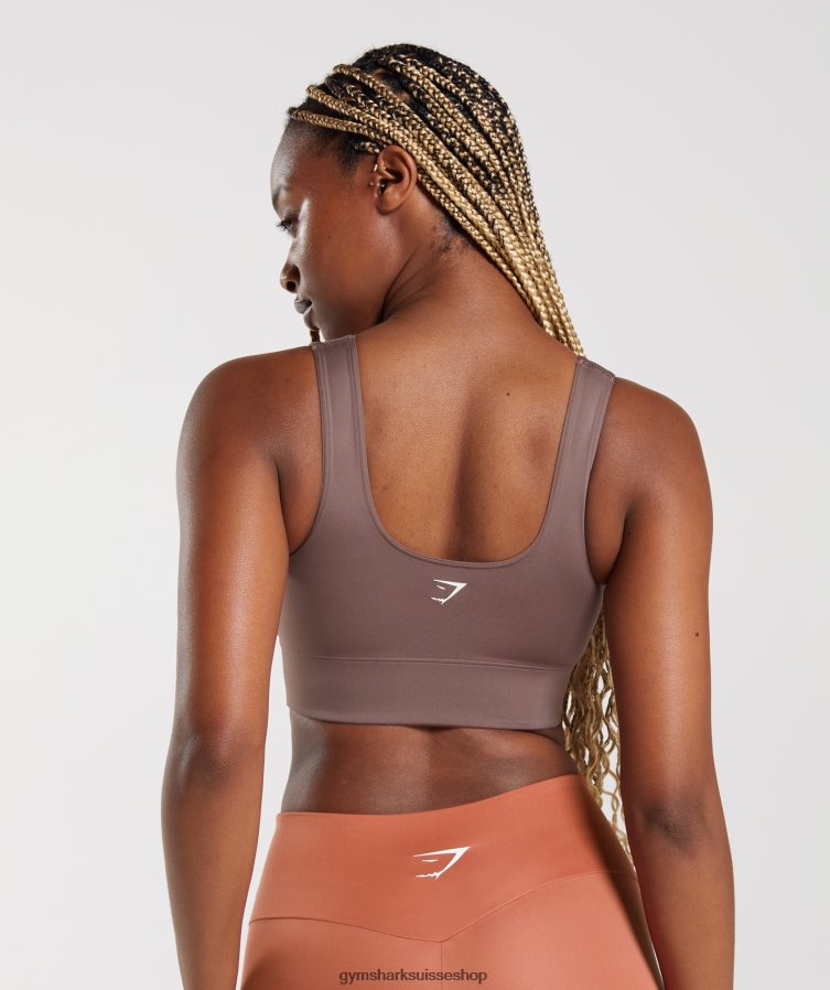 ch Gymshark femmes soutien-gorge de sport long brun truffe 02FP6T149 vêtements