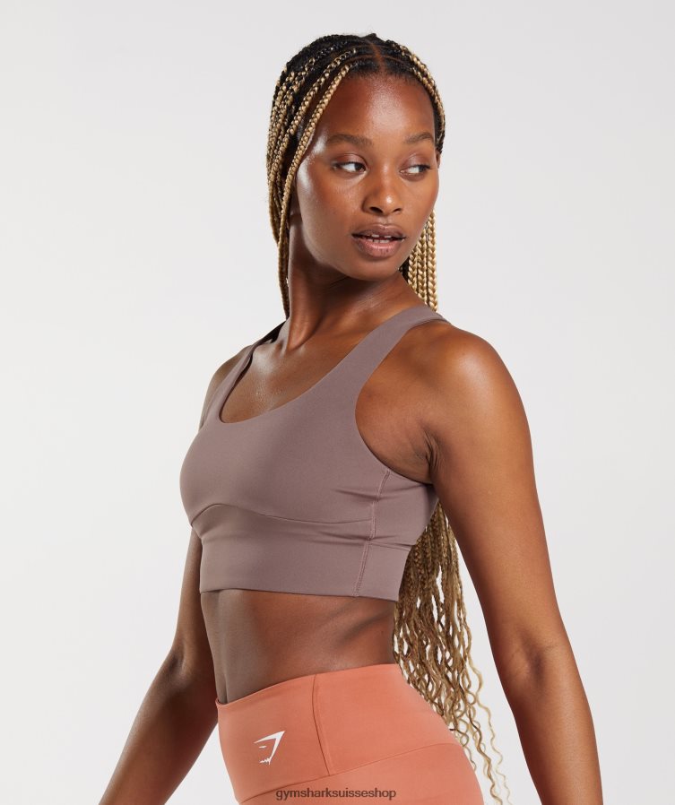 ch Gymshark femmes soutien-gorge de sport long brun truffe 02FP6T149 vêtements