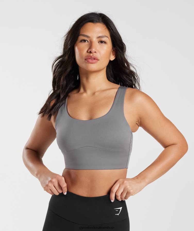 ch Gymshark femmes soutien-gorge de sport long gris titane 02FP6T167 vêtements