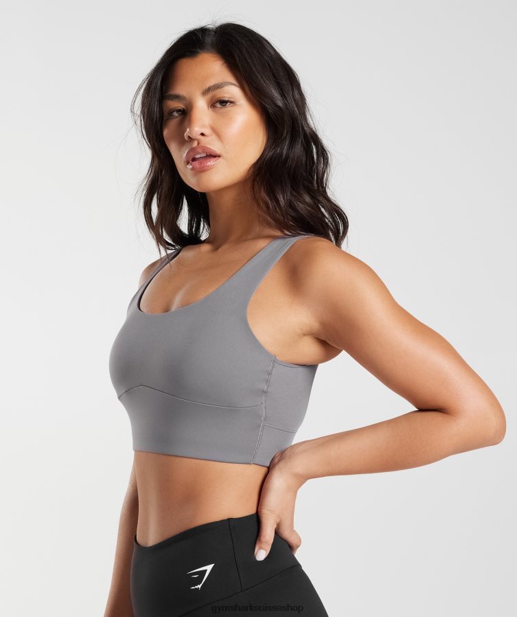 ch Gymshark femmes soutien-gorge de sport long gris titane 02FP6T167 vêtements