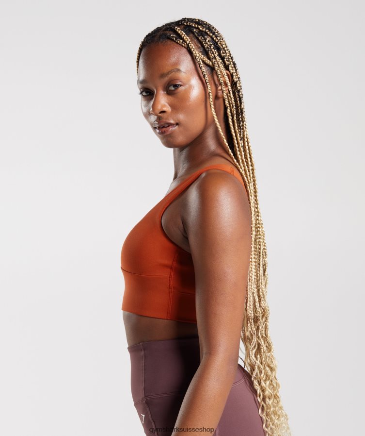 ch Gymshark femmes soutien-gorge de sport long rouge brique 02FP6T142 vêtements