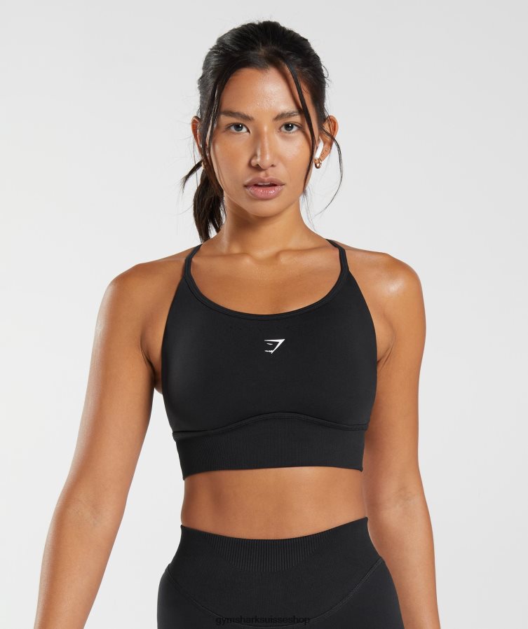 ch Gymshark femmes soutien-gorge de sport long sans coutures noir 02FP6T113 vêtements