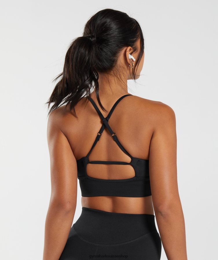 ch Gymshark femmes soutien-gorge de sport long sans coutures noir 02FP6T113 vêtements